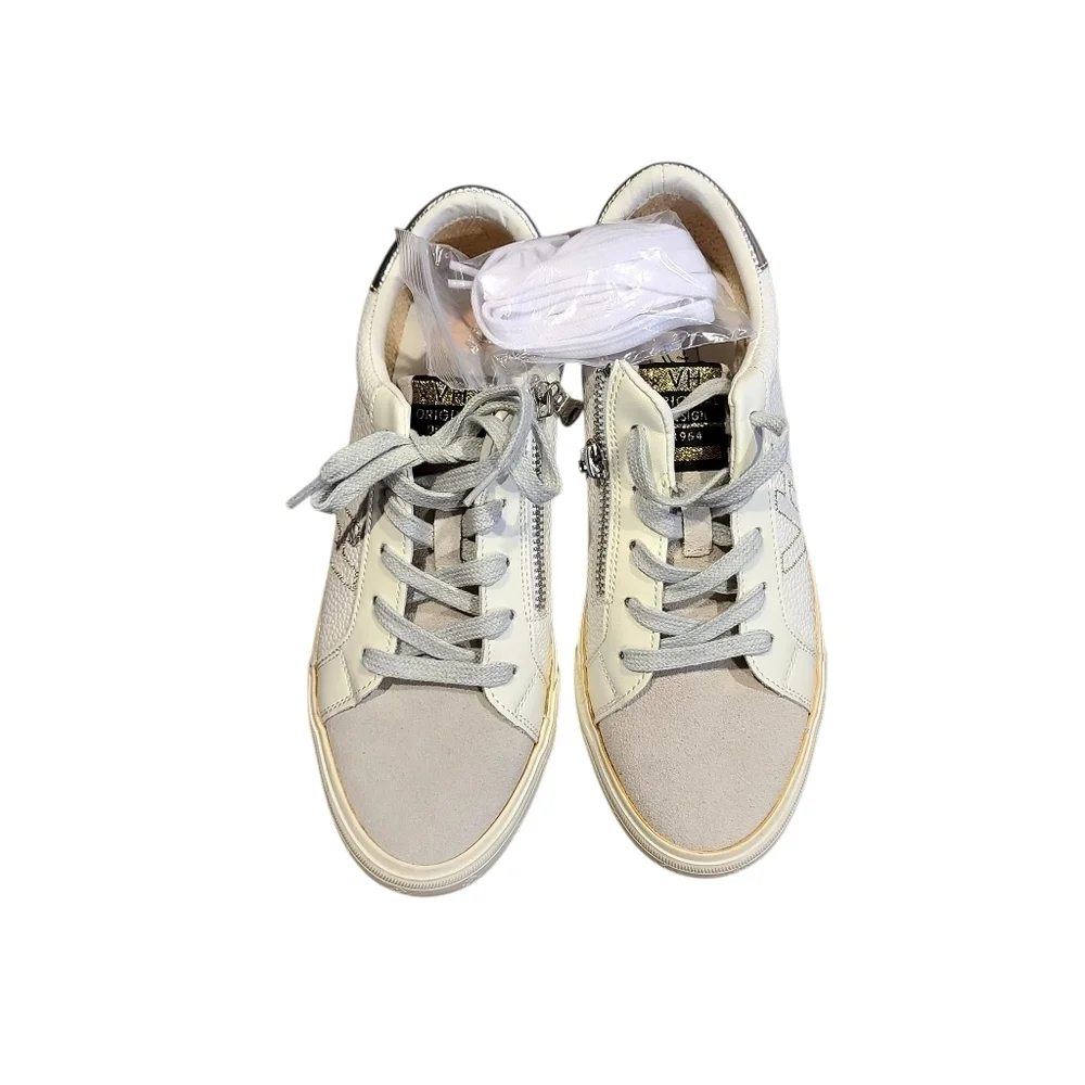 Vintage Havana White/Grey Peppled Vita Leather Sneakers Womens